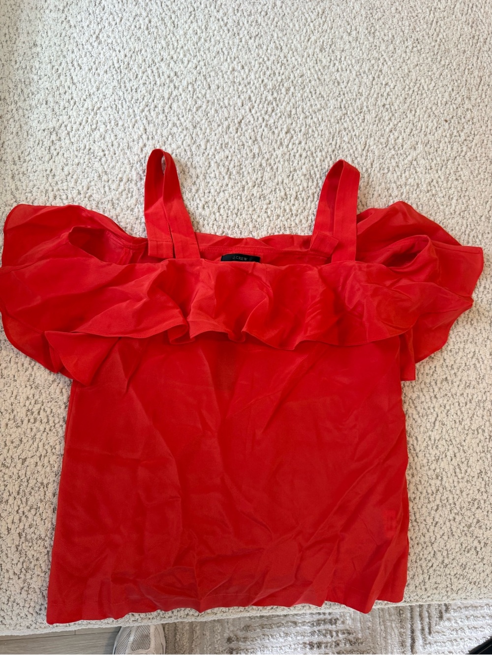 J. Crew Red Ruffle Off-Shoulder Camisole